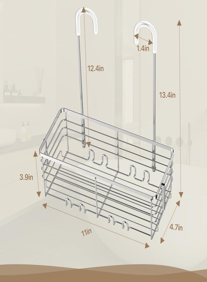 DELLAN Hanging Shower Organizer, Shower Rack with Hooks Over the Door, Bathroom Shower Caddy and Basket - Image 5