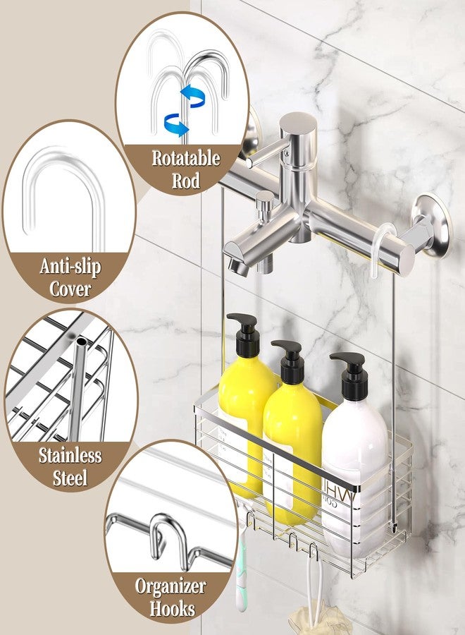 DELLAN Hanging Shower Organizer, Shower Rack with Hooks Over the Door, Bathroom Shower Caddy and Basket - Image 4