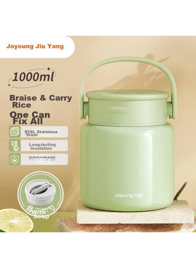 Joyoung Thermal Food Jar, 316l Stainless Steel Insulated Lunch Box, Vacuum Insulated Mug For Men And Women, Students, Thermal Cooker Pot, 1l Capacity - Image 1