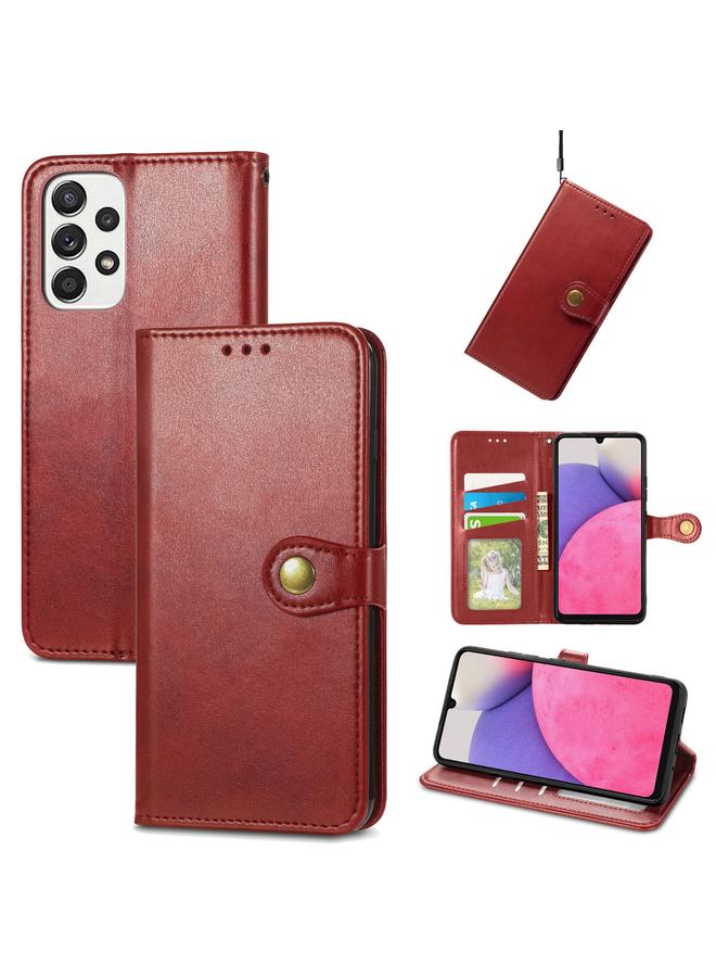 S-TOP Case For Samsung Galaxy A33 5G Solid Color Leather Buckle Phone Case - Image 1