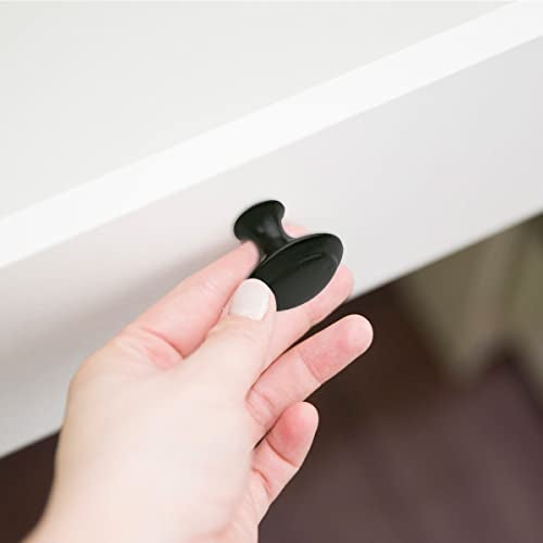 yuntop 12 Pack Black Round Cabinet Hardware Knobs 1.18 Inch Flat Pulls Knob with Screws for Kitchen Drawer Dresser Cupboard Door Handles Matte Cabinets Pull Bathroom Drawers Handle Modern Pulls Handles - Image 5
