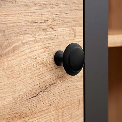 yuntop 12 Pack Black Round Cabinet Hardware Knobs 1.18 Inch Flat Pulls Knob with Screws for Kitchen Drawer Dresser Cupboard Door Handles Matte Cabinets Pull Bathroom Drawers Handle Modern Pulls Handles - Image 4