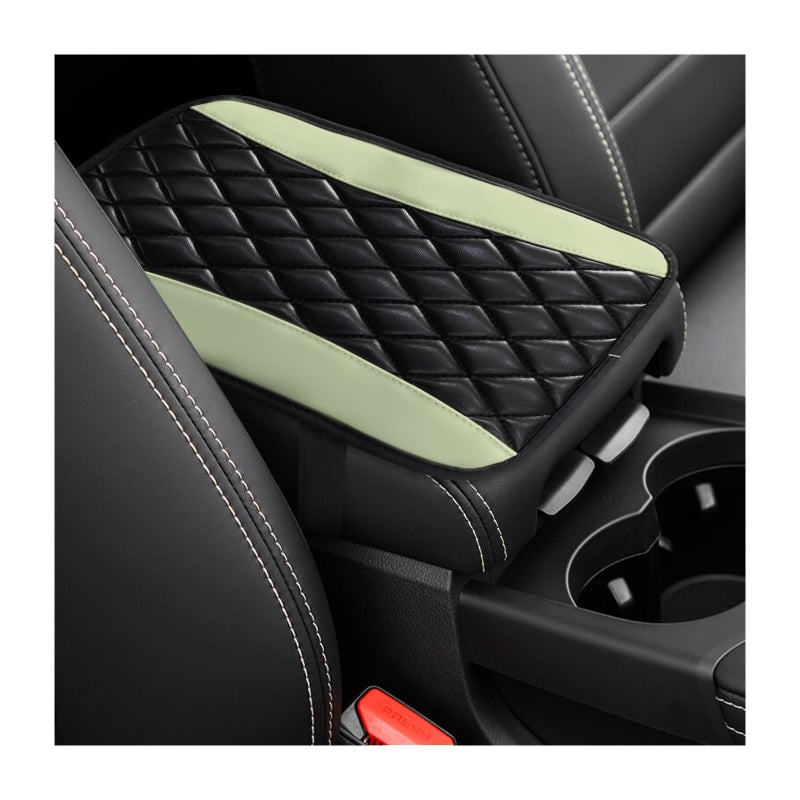 Dickno Car Center Console Cushion Pad Universal Leather Waterproof Armrest Seat Box Cover Comfortable Auto Armrest Cover Protector Car Interior Decor Accessories for Most Vehicles Green - Image 3