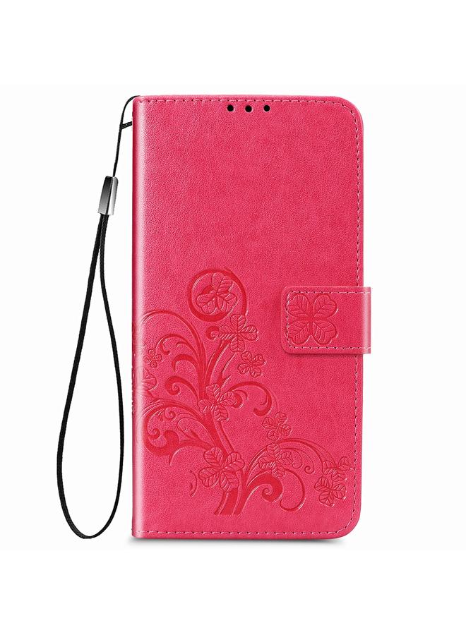 اس-توب جراب لهاتف Oppo A53 2020، جراب جلدي لحماية الهاتف المحمول مزود بمشبك منقوش بأربع أوراق مع حبل وفتحة للبطاقات ومحفظة ووظيفة قوس - Image 2