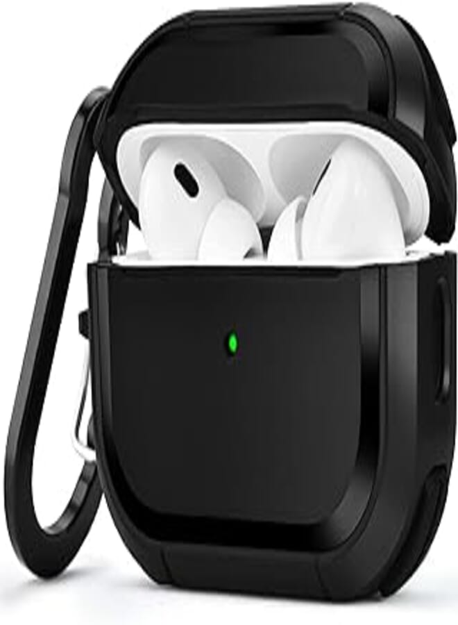 VISOOM VISOOM Compatible with Airpods Pro 2 Case Cover Rugged Armor Hard Shell Shockproof Apple Airpod Pro 2nd Generation 2022 Protective Case Replacement Support Wireless Charging Keychain Lanyard(Black)