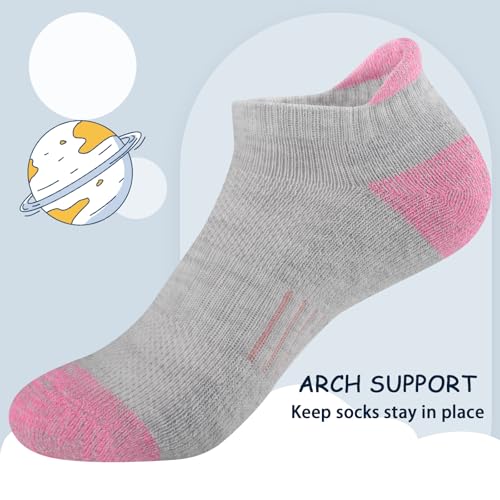 Comfoex Girls Socks Ankle Athletic Socks For Kids 4-6 6-8 8-10 Years Old Short Socks With Cushioned Sole 8 Pairs - Image 5