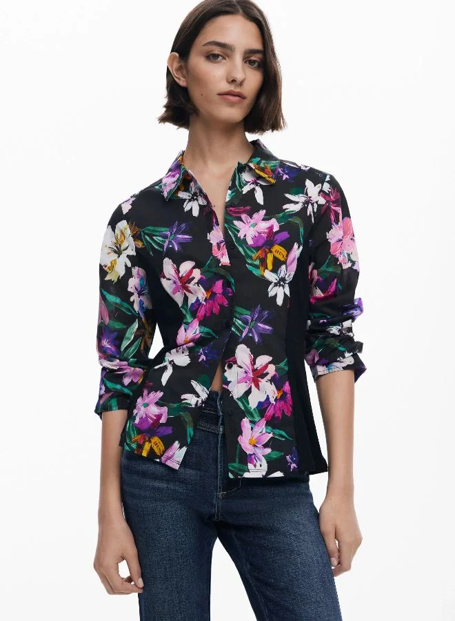 DESIGUAL Combined Silhouette Floral Shirt