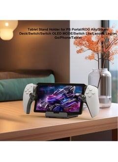 Generic Stand Base Compatible with Ps5 Portal Remote Player, Frosted Aluminum Alloy Desktop stand with Anti-Slip Holder for Playstation Portal Handheld Console, And Mobile Phones  - Image 1