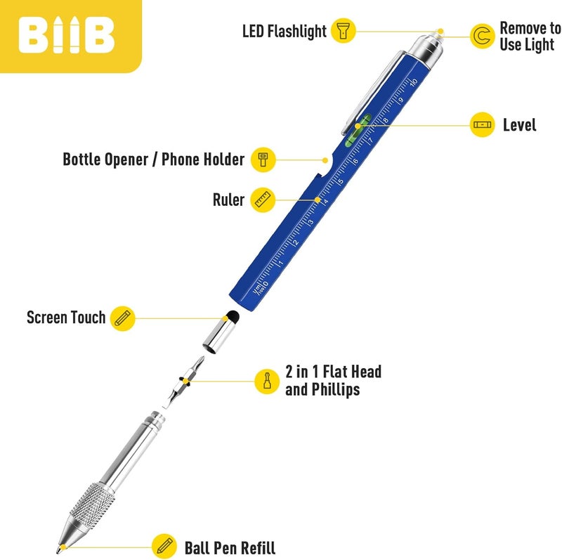 BIIB Valentines Gifts for Men 9 in 1 Multitool Pen, Mens Gifts for Dad Him Husband Boyfriend, Dad Gifts from Daughter, Gifts for Men Who Have Everything, Cool Tools - Image 5