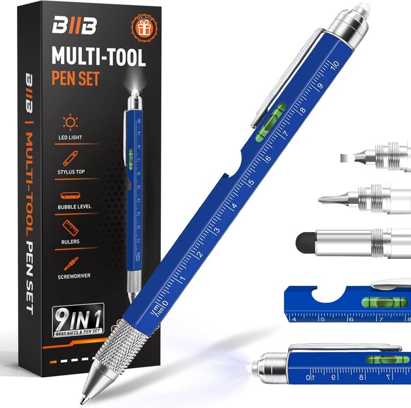 BIIB Valentines Gifts for Men 9 in 1 Multitool Pen, Mens Gifts for Dad Him Husband Boyfriend, Dad Gifts from Daughter, Gifts for Men Who Have Everything, Cool Tools - Image 1