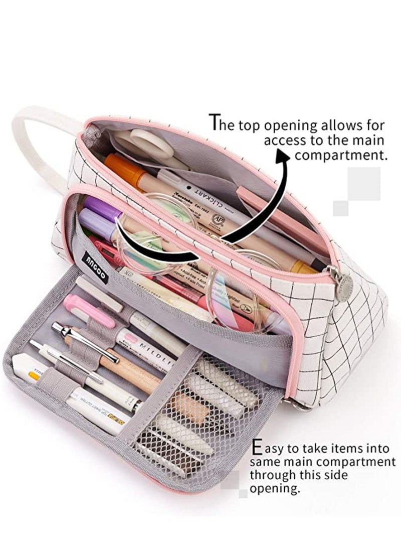 Beauenty - Stationery Bag Holder Canvas Storage Pouch Marker Pen Pencil Case For Middle High School Office College Student - Image 1