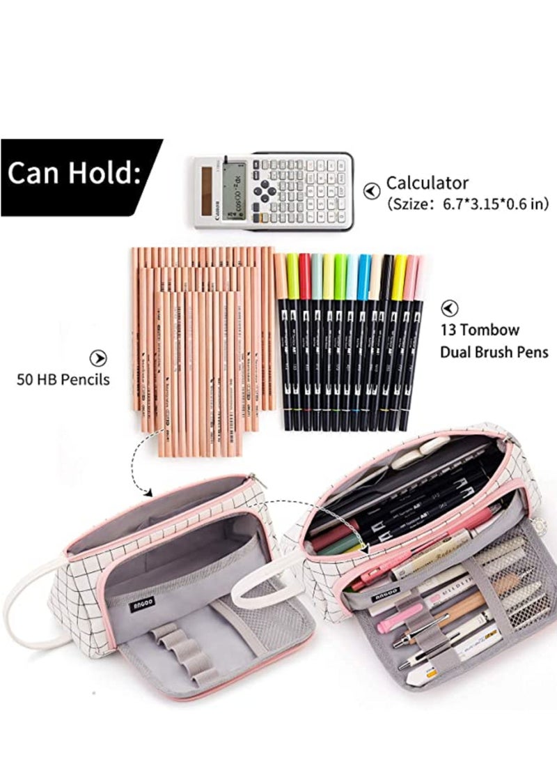 Beauenty - Stationery Bag Holder Canvas Storage Pouch Marker Pen Pencil Case For Middle High School Office College Student - Image 1