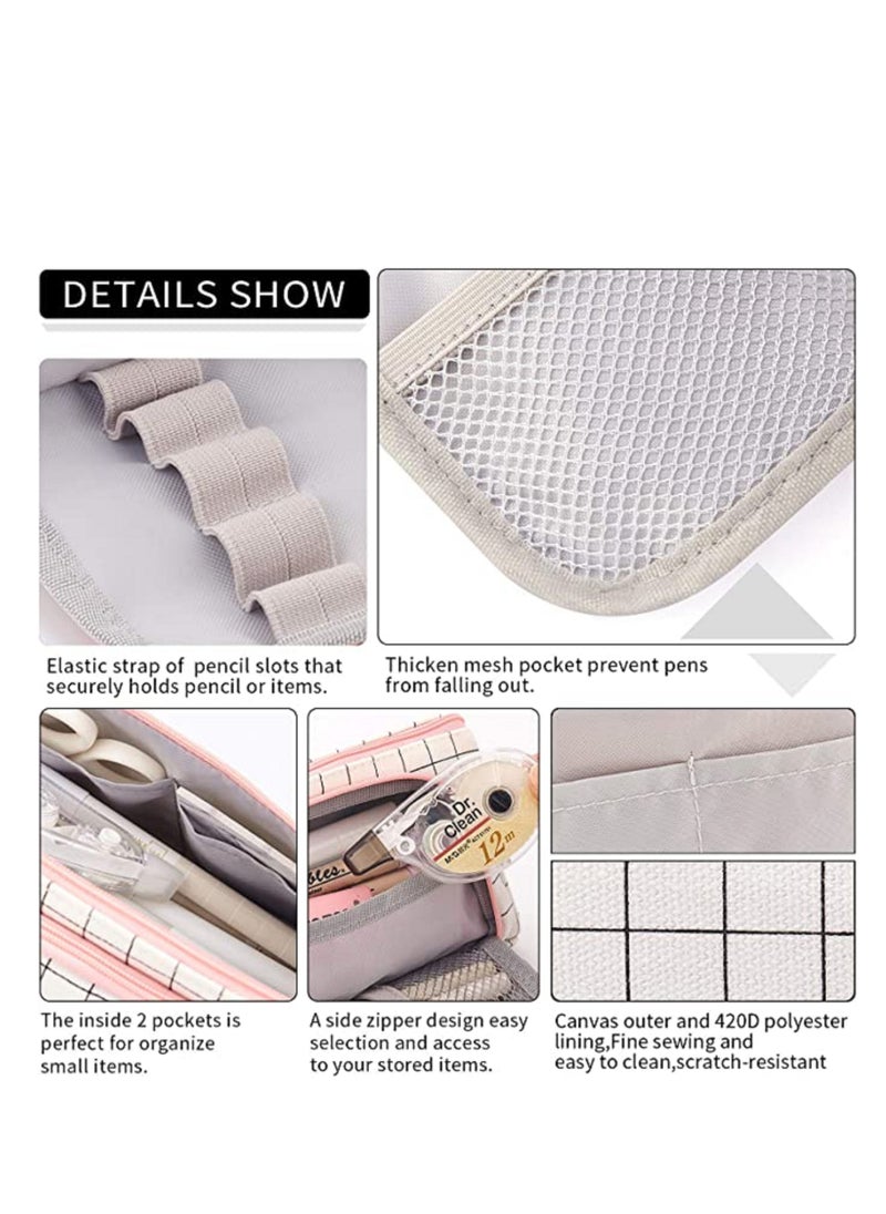Beauenty - Stationery Bag Holder Canvas Storage Pouch Marker Pen Pencil Case For Middle High School Office College Student - Image 1