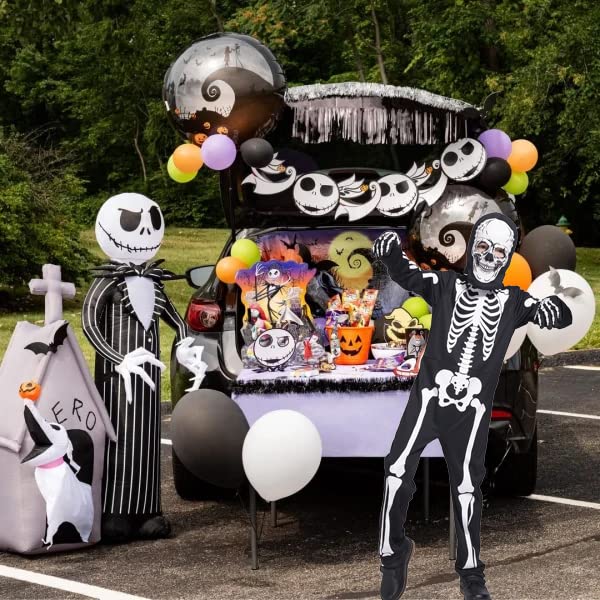 Sincere Party Glow In the Dark Skeleton White Bones Skeleton Costume with Gloves&Hood for Kids 5-7years - Image 3