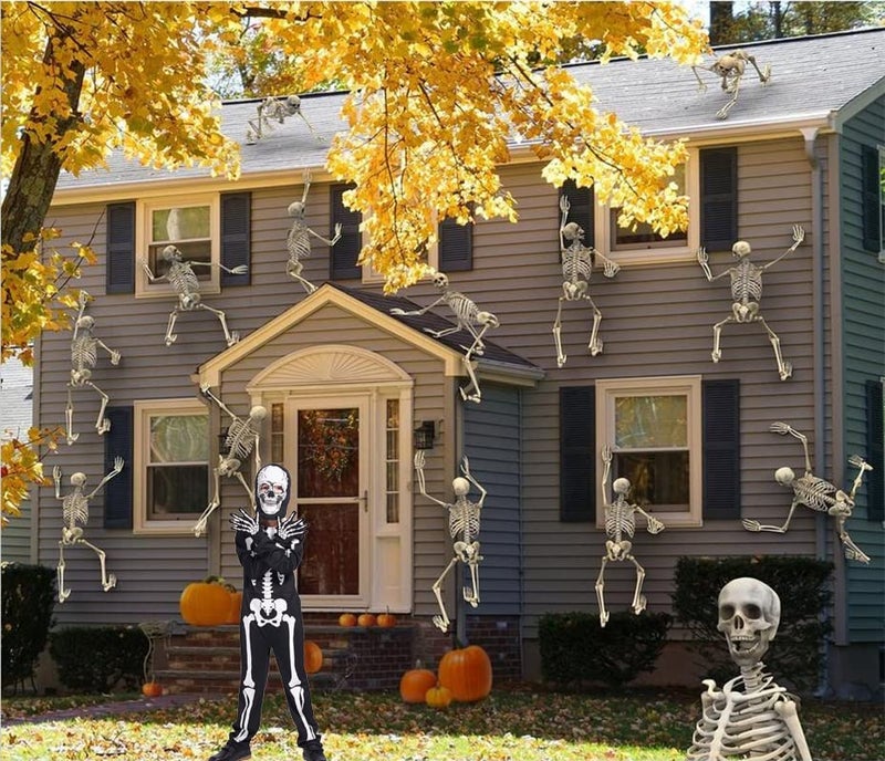 Sincere Party Glow In the Dark Skeleton White Bones Skeleton Costume with Gloves&Hood for Kids 5-7years - Image 4