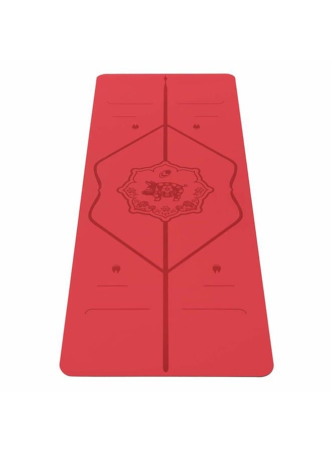 LIFORME Year of The Pig Yoga mat – Patented Alignment System, Warrior-Like Grip, Non-Slip, Eco-Friendly, Biodegradable, Sweat-Resistant, Long, Wide and Thick for Comfort– Special Edition Pig - Red - Image 1