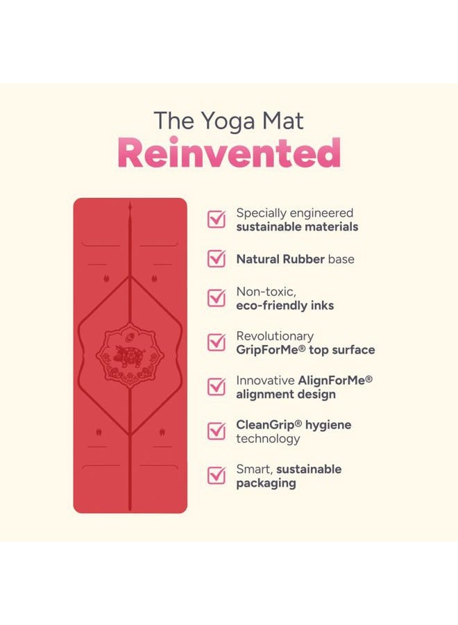 LIFORME Year of The Pig Yoga mat – Patented Alignment System, Warrior-Like Grip, Non-Slip, Eco-Friendly, Biodegradable, Sweat-Resistant, Long, Wide and Thick for Comfort– Special Edition Pig - Red - Image 3