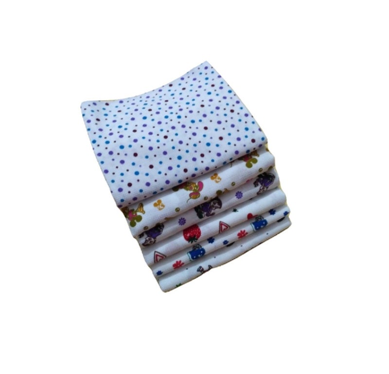 Cotton Colors Cartoon Printed Cotton Bath Towels Set of 6 Pieces (Multicolour) - Image 1