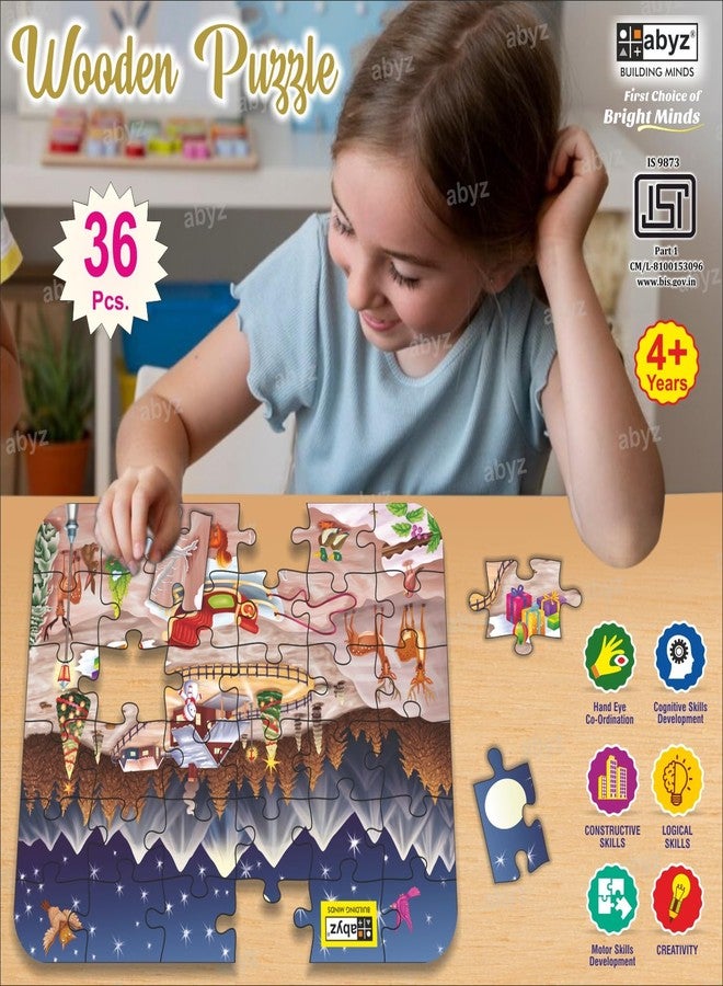 ABYZ Wooden Jigsaw Puzzle – Christmas Playset for Fun Educational & Little Explorers, 36-Pieces Pack of 2 Fun Games with Multicolor | Birthday Gift for (4-6 Years) Age Kids. - Image 4