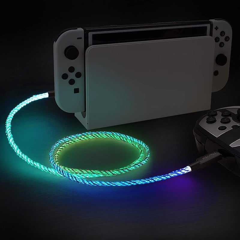 4.92FT Illuminated Charging Cable for Nintendo Switch OLED, USB Type C Charging Cord for ps5 Controller, LED Light Up Data Cord for Xbox Series X & S/Elite Series 2 / Switch Lite/Pro - Image 1