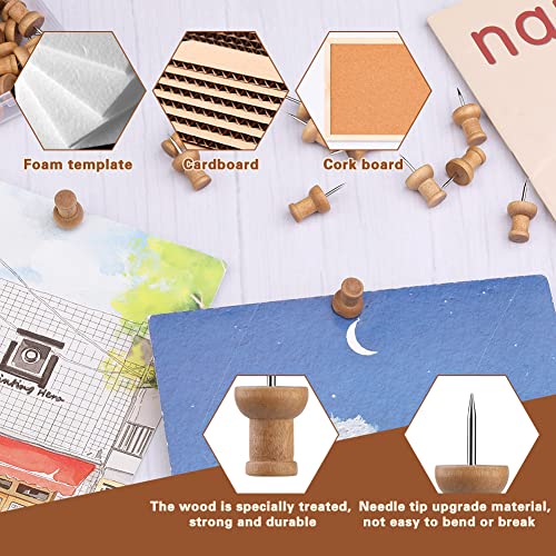 IMZAY 50 Pcs Wooden Push Pins, Decorative Thumb Tacks, Push Pins for Cork Board Head Pin Wood Map Tacks Marking Pin, Wood Thumb Tacks Decorative for Bulletin Boards Craft Projects with Storage Box, Coffee - Image 4