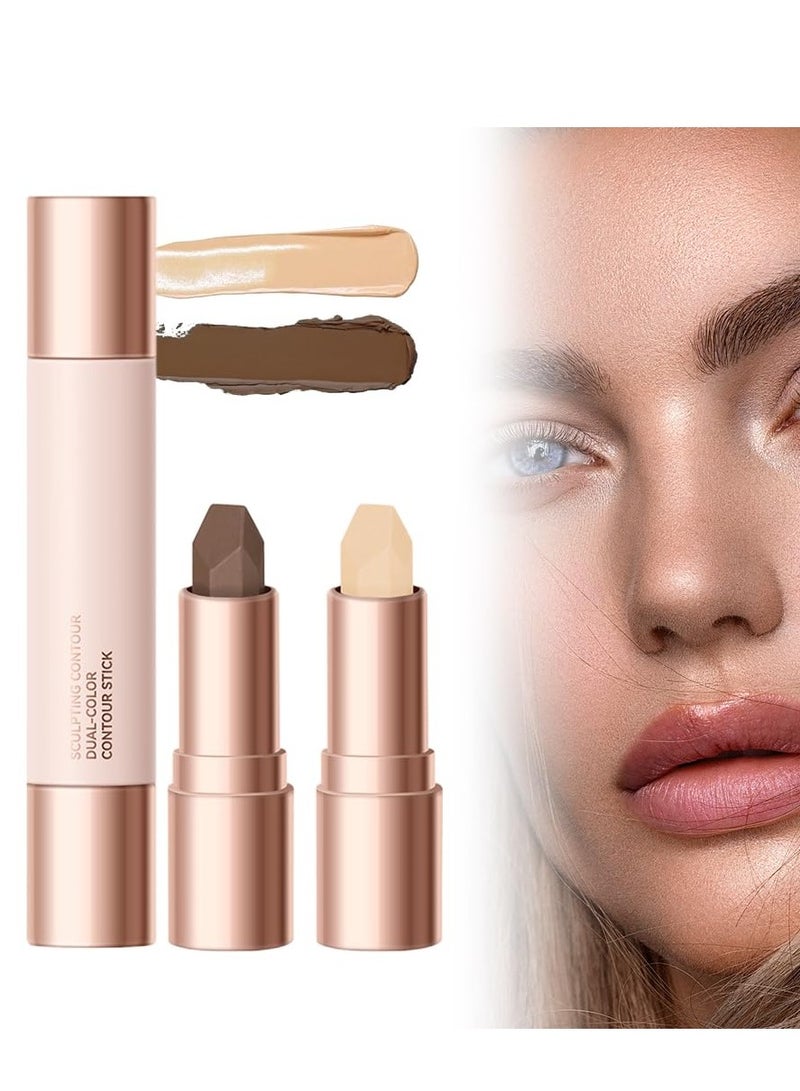 SYOSI Cream Contour Stick, Upgrade 2 In 1 Double Ends Matte Contour Stick, 1Pcs Natural Matte Cream Bronzer and Contour Stick Lasting Creamy Sculpting Double Headed Makeup Contour Stick - Image 1