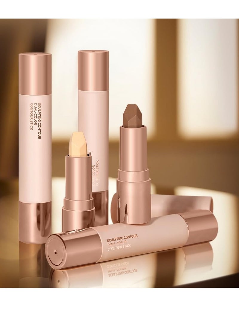 SYOSI Cream Contour Stick, Upgrade 2 In 1 Double Ends Matte Contour Stick, 1Pcs Natural Matte Cream Bronzer and Contour Stick Lasting Creamy Sculpting Double Headed Makeup Contour Stick - Image 2