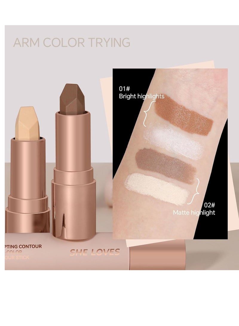 SYOSI Cream Contour Stick, Upgrade 2 In 1 Double Ends Matte Contour Stick, 1Pcs Natural Matte Cream Bronzer and Contour Stick Lasting Creamy Sculpting Double Headed Makeup Contour Stick - Image 4