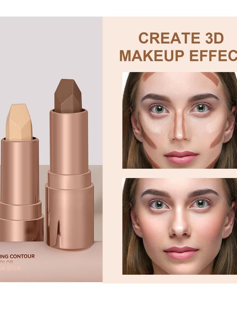 SYOSI Cream Contour Stick, Upgrade 2 In 1 Double Ends Matte Contour Stick, 1Pcs Natural Matte Cream Bronzer and Contour Stick Lasting Creamy Sculpting Double Headed Makeup Contour Stick - Image 5