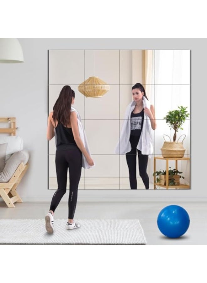 Arabest 16 قطعة مرآة صالة رياضية منزلية، مرايا كبيرة لصالة الألعاب الرياضية المنزلية، مرآة زجاجية بدون إطار 30*35 سم للتثبيت على الحائط، مرآة حائطية للمرآب، غرفة النوم، الحمام - Image 5