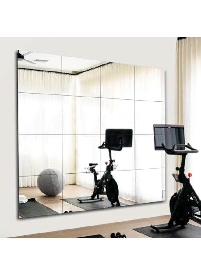 Arabest 16 قطعة مرآة صالة رياضية منزلية، مرايا كبيرة لصالة الألعاب الرياضية المنزلية، مرآة زجاجية بدون إطار 30*35 سم للتثبيت على الحائط، مرآة حائطية للمرآب، غرفة النوم، الحمام - Image 1