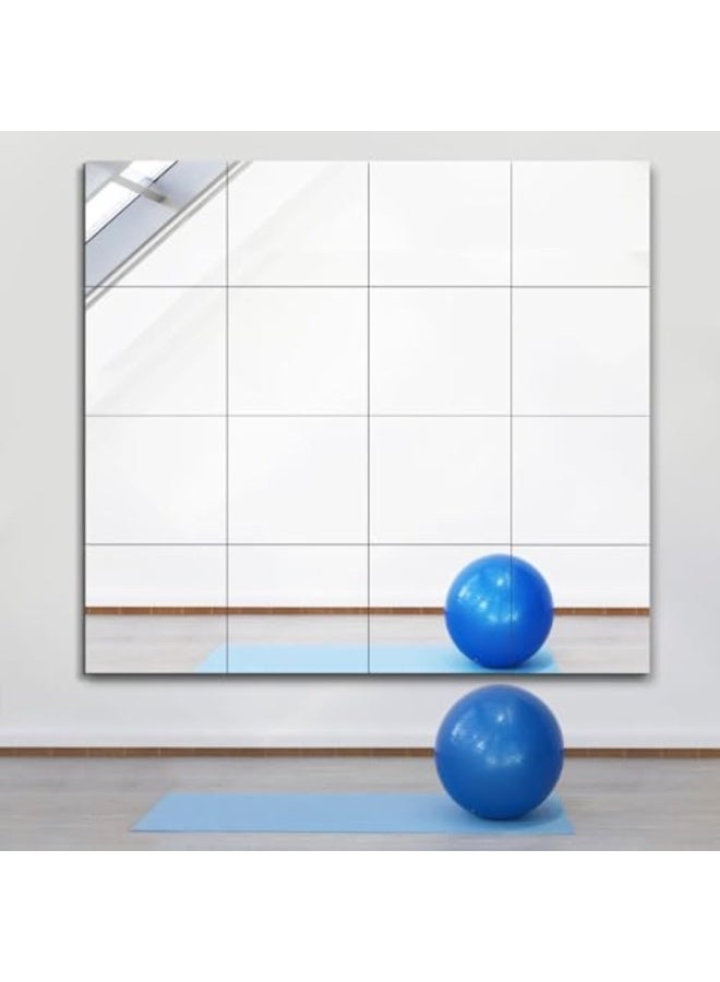 Arabest 16 قطعة مرآة صالة رياضية منزلية، مرايا كبيرة لصالة الألعاب الرياضية المنزلية، مرآة زجاجية بدون إطار 30*35 سم للتثبيت على الحائط، مرآة حائطية للمرآب، غرفة النوم، الحمام - Image 3