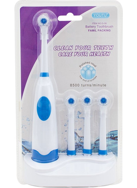 melekstore Powermaster G-08 Battery Operated Automatic Toothbrush with Rotating Head 3 Spare Heads  - Image 3