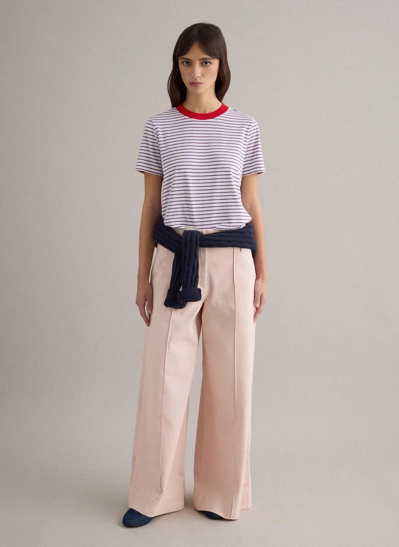 Ovs OVS Green And White T-Shirt In Pure Cotton Regular Fit