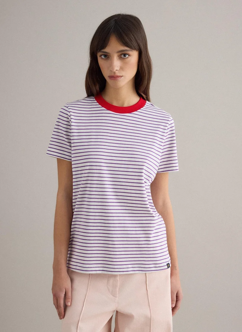 Ovs OVS Green And White T-Shirt In Pure Cotton Regular Fit