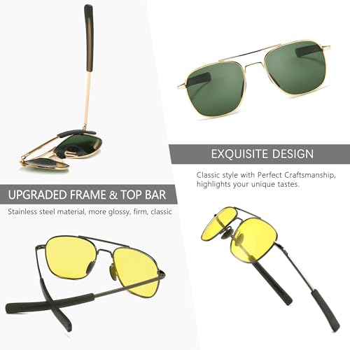 SUNGAIT 2 pairs Men's Military Style Polarized Pilot Aviator Sunglasses Bayonet Temples SGT285JKML-QKYS-5 - Image 3