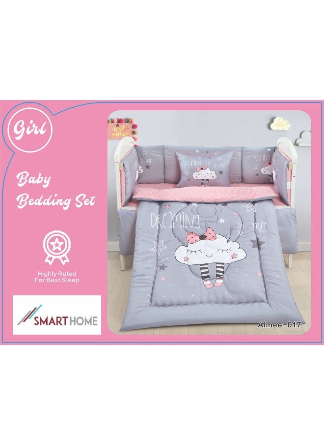 سمارت هوم طقم مفارش سرير أطفال ، مفرش حواجز طقم مكون من لحاف اطفال مقاس 90X145 سم شرشف مطاط 110X160 سم مخده مقاس 35X45 سم حواجز مقاس 33X130 سم حواجز مقاس 33X330 سم  - Image 5