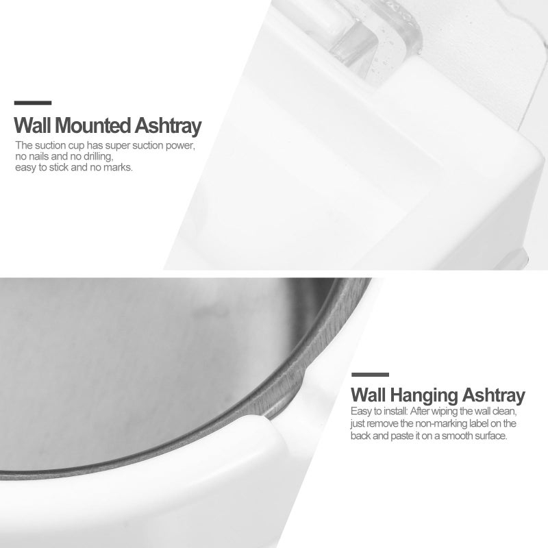 Wall Mounted Waterproof Ashtray Black White 2PCS For Bathroom Office Toilet Home - Image 4
