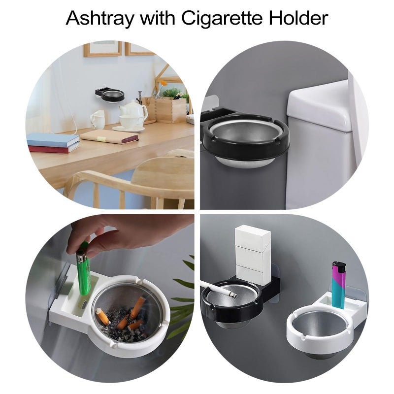Wall Mounted Waterproof Ashtray Black White 2PCS For Bathroom Office Toilet Home - Image 5
