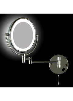 RFV1 Brass LED Light Extending Magnifying Make up & Shaving Mirror 8 Inch Round (with one Side 5X Magnification and Other Side Normal) (LED Mirror (Chrome))