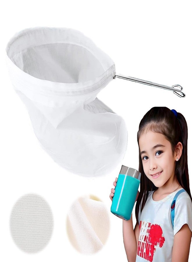 VEZE Ultra Fine Mesh Strainer Bags, Reusable 180 Mesh Steel Handle Frame for Filter NutMilk, Coffee, Milk, Butter, Juices and Fresh Cheese 【Ultra Dense-Diameter 7.48 Height 12.59】 - Image 1