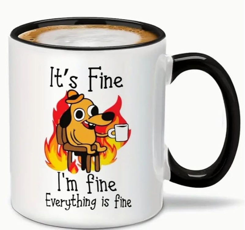 RYN ® PRINTED Design House It's Fine Funny Coffee Mug, Funny Gifts For Women And Men. 11oz Coffe Cup, Sarcasm, Motivational, Inspirational Appreciation, Birthday Gifts For Friends, Colleagues - Image 1