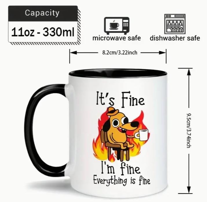 RYN ® PRINTED Design House It's Fine Funny Coffee Mug, Funny Gifts For Women And Men. 11oz Coffe Cup, Sarcasm, Motivational, Inspirational Appreciation, Birthday Gifts For Friends, Colleagues - Image 3