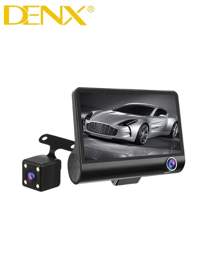 Denx DX3618 Car Dashcam with 3 Cameras – 4” HD Display, Front + Rear + Inside View, Supports 128GB, Loop Recording, Motion Detection, Night Vision & G-Sensor for Ultimate Driving Safety - Image 2
