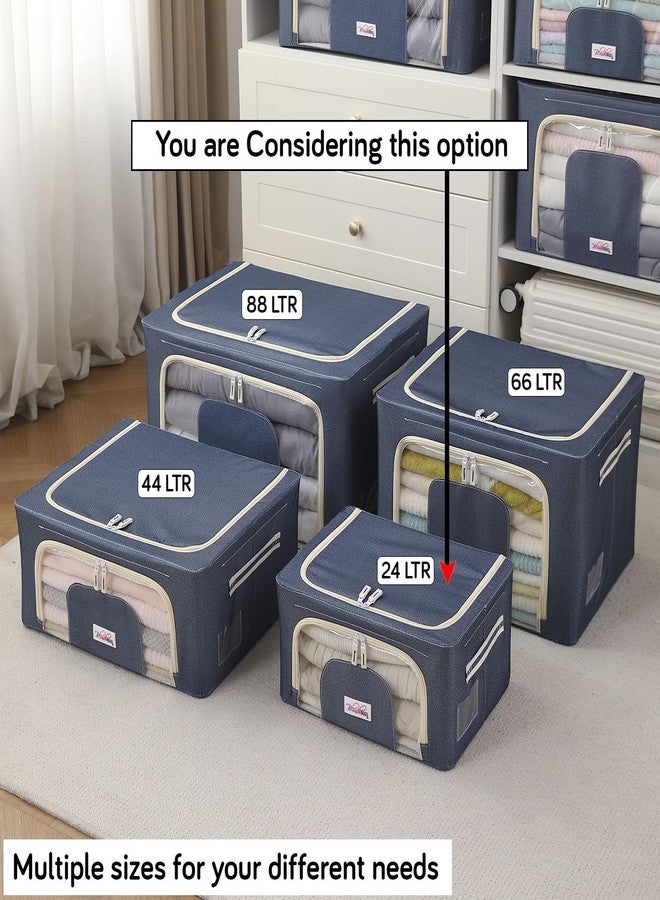 BlushBees Living Box - 600D Oxford Fabric Storage Boxes for Clothes, Saree Cover - 24 Litre, Pack of 1, Cowboy Blue (NEW-AR-1686) - Image 4