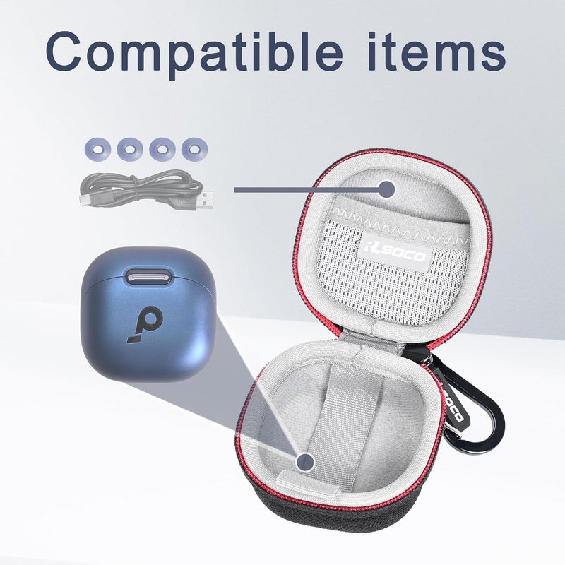 آر كيه باي كيس حافظة RLSOCO الصلبة لسماعات Anker Soundcore Liberty 4 NC مع إلغاء الضوضاء التكيفي | حافظة سفر مقاومة للصدمات، مضادة للغبار، ومقاومة للماء مع مشبك كربينر - أسود (الحافظة فقط) - Image 4