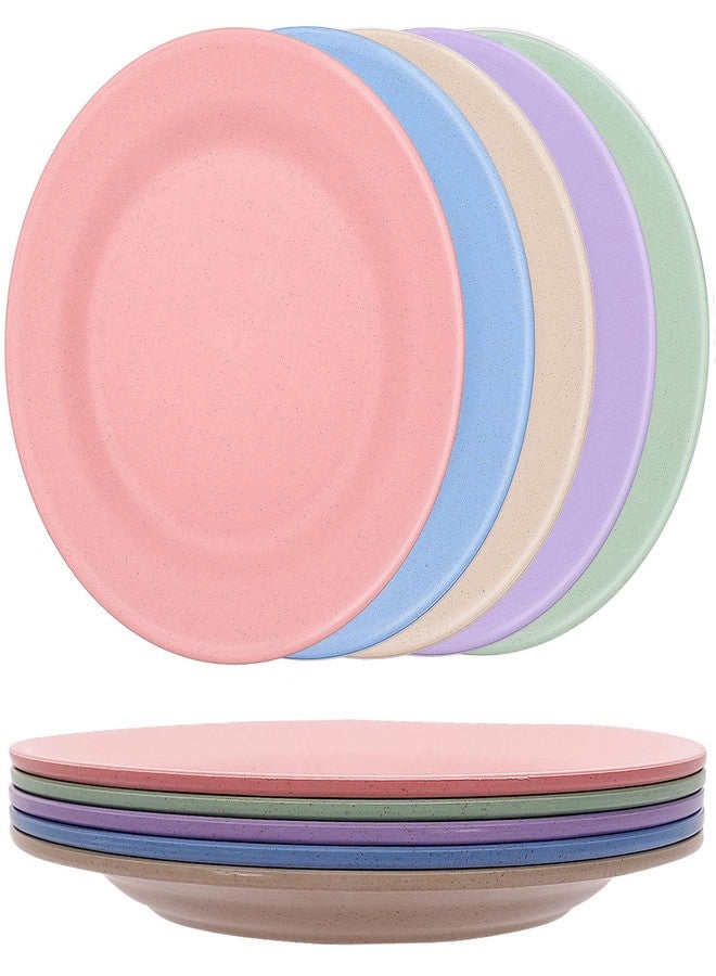 Cptoion 5 Pack Wheat Straw Dinner Plates, 11 Inch Unbreakable Deep, Reusable, Lightweight, Dishwasher & Microwave Safe, BPA Free & Eco-Friendly (5 Colors) - Image 1