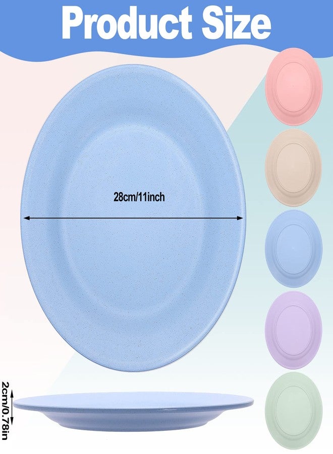 Cptoion 5 Pack Wheat Straw Dinner Plates, 11 Inch Unbreakable Deep, Reusable, Lightweight, Dishwasher & Microwave Safe, BPA Free & Eco-Friendly (5 Colors) - Image 2