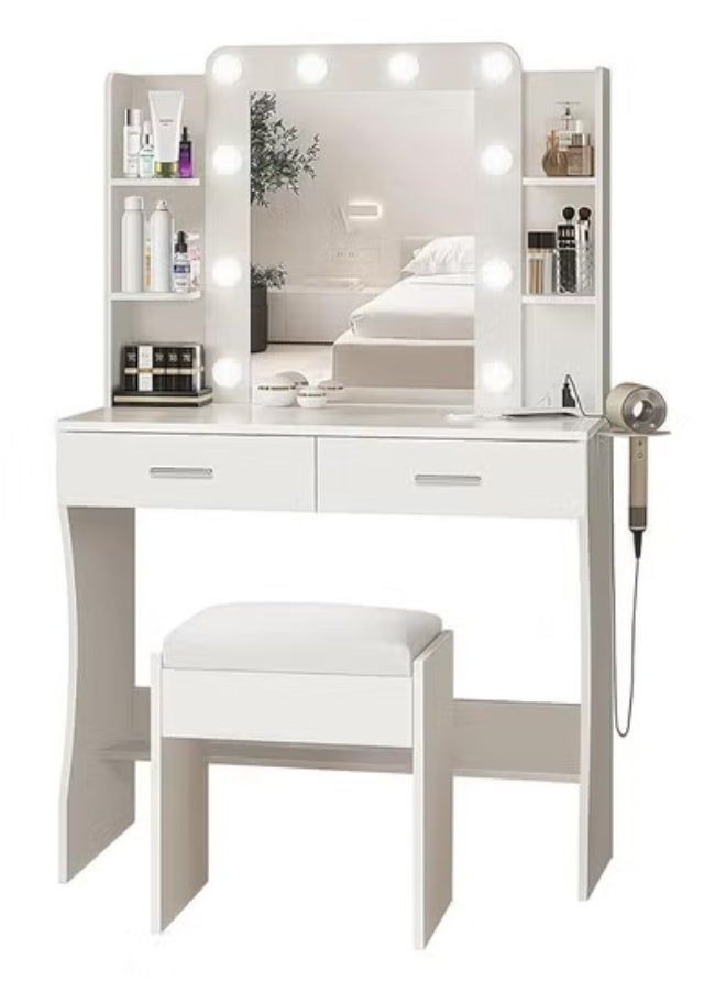 ZCM-HAPPY Multifunctional Makeup Vanity Dressing Table with LED Mirror and Chair 85 CM - Image 1