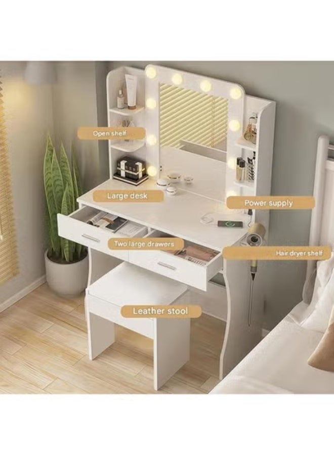 ZCM-HAPPY Multifunctional Makeup Vanity Dressing Table with LED Mirror and Chair 85 CM - Image 2